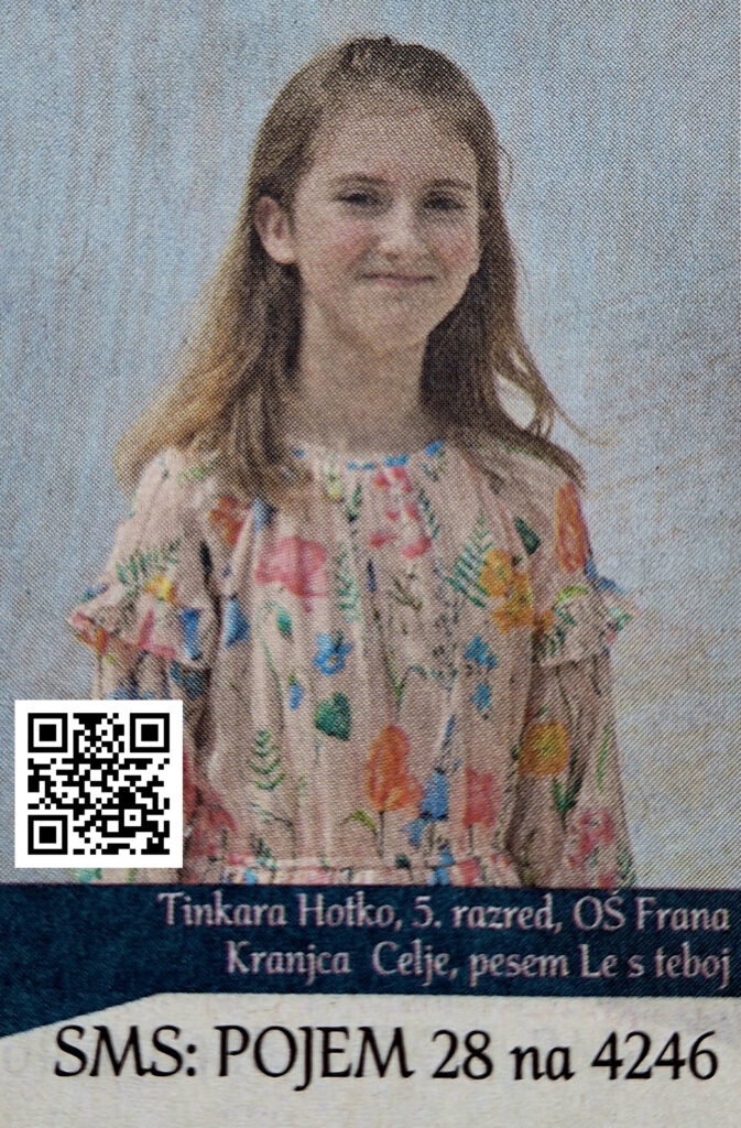 Tinkara Hotko, glasovanje za finale prireditve Otroci pojejo slovenske pesmi 2023