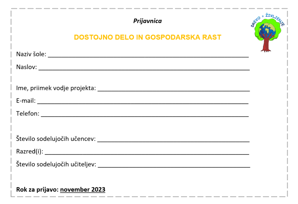 Prijavnica za projekt DREVO = ŽIVLJENJE 2023