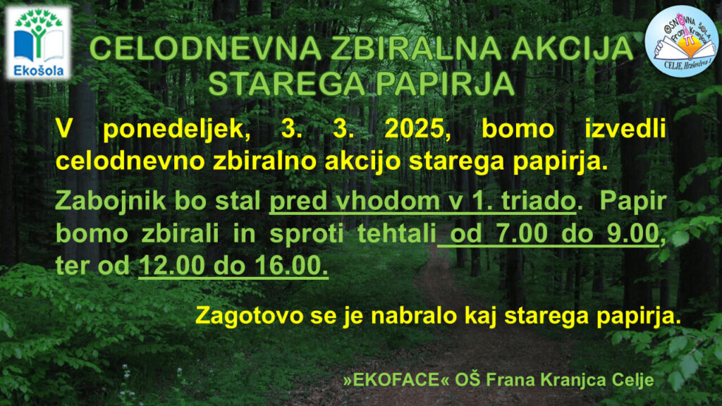 Celodnevna akcija zbiranja papirja, marec 2025
