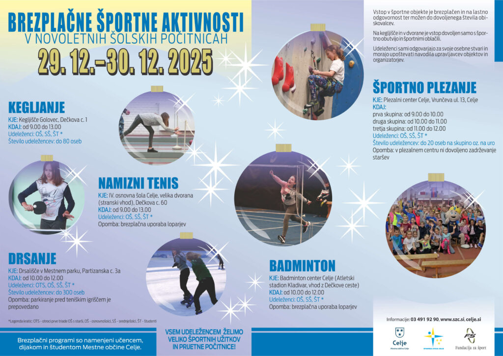 Plakat Brezplačne športne aktivnosti 29-30.12.2025