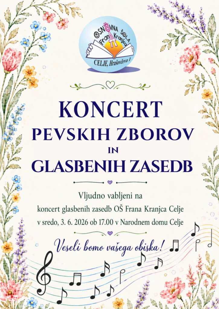 Koncert pevskih zborov in glasbenih izvedb, Narodni dom Celje, 3. junij 2026